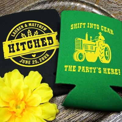Shift Into Gear Tractor Wedding Can Cooler - image1